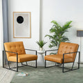 Glitzhome Set of 2 Mid-Century Tufted Accent Chairs in 29.25W PU Leather