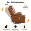 HOMYKA 34.2-Inch Wide Faux Leather Swivel Rocking Power Recliner Chair with USB Charging Port