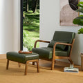 Glitzhome 30.75-Inch Mid-Century PU Leather Armchair and Ottoman Set