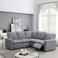 Linen Upholstered Power Recliner L-Shaped Sectional Sofa with USB Port - Soft Home Theater Seating for Living Room