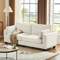 LUE BONA 81 Contemporary Corduroy 3-Seater Sofa - Upholstered Polyester Rectangle Design with Wooden Base for Living Room