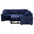 82.6-Inch L-Shaped Sleeper Sofa with Pull-Out Feature, Wheels, USB Ports, and Power Sockets - Dimensions: 82.6W x 82.6D x 33H