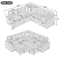 82.6-Inch L-Shaped Sleeper Sofa with Pull-Out Feature, Wheels, USB Ports, and Power Sockets - Dimensions: 82.6W x 82.6D x 33H