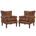 COZYMAN Contemporary Upholstered Armchair Set of 2 - Solid Wood Accent Chairs in Fabric/Faux Leather for Living Room