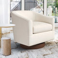 LUE BONA Contemporary Upholstered Wooden Barrel Swivel Accent Chair for Living Room