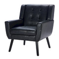 Contemporary Ergonomic Accent Chair in Soft Leather with Black Legs – Ideal for Living Room and Bedroom
