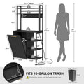 Moasis 6-Tier Kitchen Baker's Rack with Storage Shelves and Trash Can Cabinet Organizer