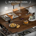 53.7-Inch Farmhouse Kitchen Island with Power Outlet, Featuring 2 Sliding Barn Doors and Drop Leaf Design