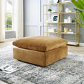 Commix Overstuffed Velvet Ottoman with Down Fill for Enhanced Comfort