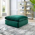 Commix Overstuffed Velvet Ottoman with Down Fill for Enhanced Comfort