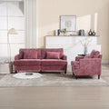 HOMEFUN Chenille Upholstered Loveseat and Armchair Set with Wooden Frame for Living Room