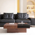 Walnut-Finished Mid-Century Modern Square Coffee Table for Living Rooms