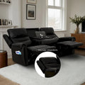 Authentic Leather Black Power Recliner Sofa Set: Loveseat and Recliner with Adjustable Headrest and Extendable Footrest