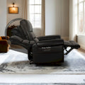 Authentic Leather Black Power Recliner Sofa Set: Loveseat and Recliner with Adjustable Headrest and Extendable Footrest