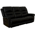 Authentic Leather Black Power Recliner Sofa Set: Loveseat and Recliner with Adjustable Headrest and Extendable Footrest
