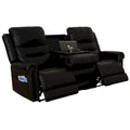 Authentic Leather Black Power Recliner Sofa Set: Loveseat and Recliner with Adjustable Headrest and Extendable Footrest