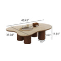 48-Inch Contemporary Cloud-Shaped Coffee Table with Matte Stone Top