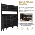 Elegant Hall Tree Shoe Cabinet with Storage Shelf, 6 Flip Drawers, Tempered Glass Doors, and 4 Hooks