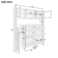 Elegant Hall Tree Shoe Cabinet with Storage Shelf, 6 Flip Drawers, Tempered Glass Doors, and 4 Hooks