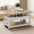 Moasis Farmhouse Lift-Top Coffee Table with Expandable Surface, Hidden Storage, and Shelf for Living Room
