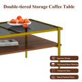 Modern Rectangular Coffee Table with Tempered Glass Surface for Living Room