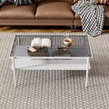 Modern Rectangular Coffee Table with Tempered Glass Surface for Living Room