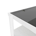 Modern Rectangular Coffee Table with Tempered Glass Surface for Living Room