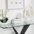 Furniture of America Gar Glam Black X-Base Glass-Top Sofa Table