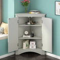 Freestanding Corner Triangle Bathroom Storage Cabinet with Adjustable Shelves - Versatile Accent Cabinet for Living Room