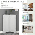 Freestanding Corner Triangle Bathroom Storage Cabinet with Adjustable Shelves - Versatile Accent Cabinet for Living Room