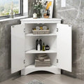 Freestanding Corner Triangle Bathroom Storage Cabinet with Adjustable Shelves - Versatile Accent Cabinet for Living Room