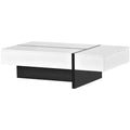 Contemporary Rectangular Coffee Table for Living Room - High Gloss Finish Cocktail Table, Ideal Centerpiece for Sofas
