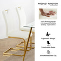 4-Piece Modern Faux Leather Dining Chair Set with Gold Metal Legs and Padded Seats