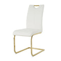 4-Piece Modern Faux Leather Dining Chair Set with Gold Metal Legs and Padded Seats