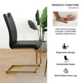 4-Piece Modern Faux Leather Dining Chair Set with Gold Metal Legs and Padded Seats
