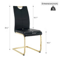 4-Piece Modern Faux Leather Dining Chair Set with Gold Metal Legs and Padded Seats