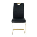 4-Piece Modern Faux Leather Dining Chair Set with Gold Metal Legs and Padded Seats