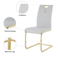 4-Piece Modern Faux Leather Dining Chair Set with Gold Metal Legs and Padded Seats