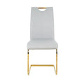 4-Piece Modern Faux Leather Dining Chair Set with Gold Metal Legs and Padded Seats