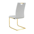 4-Piece Modern Faux Leather Dining Chair Set with Gold Metal Legs and Padded Seats