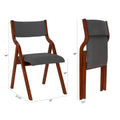 Set of 2 Upholstered Folding Dining Chairs - Space-Saving Wooden Design