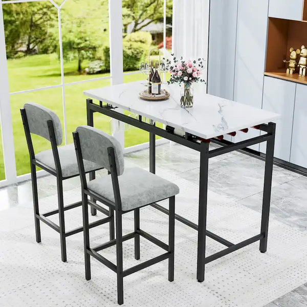 3-Piece Kitchen Table Set: Dining Table with 2 Chairs - Ideal for Small Spaces, Breakfast Nook, or Pub Use