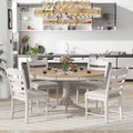 5-Piece Retro Wood Dining Set: Round Extendable Table with 4 Upholstered Chairs
