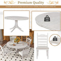 5-Piece Retro Wood Dining Set: Round Extendable Table with 4 Upholstered Chairs