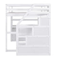 Merax Loft Bed with Integrated Desk and Storage Shelves