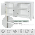 Spacious 4-Door Sideboard Buffet Cabinet with Pull Ring Handles
