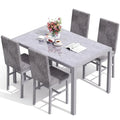Grondin Contemporary 5-Piece Dining Set with Tempered Glass Table and 4 Diamond-Stitched PU Leather Chairs