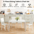 Grondin Contemporary 5-Piece Dining Set with Tempered Glass Table and 4 Diamond-Stitched PU Leather Chairs