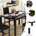 Grondin Contemporary 5-Piece Dining Set with Tempered Glass Table and 4 Diamond-Stitched PU Leather Chairs