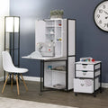 Versatile Craft Armoire with Foldable Desktop for Sewing and Home Office Use